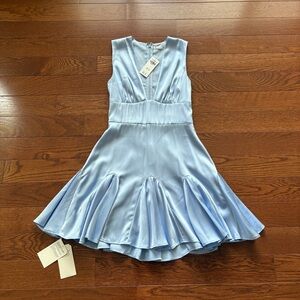 NWT ABERCROMBIE & FITCH Plunge Satin Mini Dress Blue XS PETITE